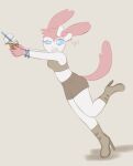 absurd_res accident anthro anthrofied clothed clothing digital_media_(artwork) eeveelution female food generation_6_pokemon hi_res innocent_expression mort nintendo pokemon pokemon_(species) pokemorph requesting sikes solo sylveon