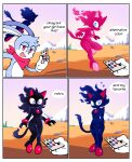 anthro blue_body blue_eyes blue_fur changing_color cinder_the_fire_entity clothing comic controller core detailed_background dialogue domestic_cat duo english_text entity fan_character felid feline felis female fire floating_hearts fur gloves handkerchief handwear heart_symbol hi_res kerchief lagomorph leporid male mammal mouthless proto_blaze quavernsfw rabbit red_eyes red_handkerchief red_inner_ear red_kerchief remote_control rush_the_rabbit sega sonic_the_hedgehog_(series) speech_bubble text