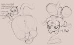 2025 anthro anus balls big_butt big_penis butt clothing digital_media_(artwork) domestic_cat dreamworks english_text exclamation_point fangs felid feline felis fur genitals gesture happy hat headgear headwear looking_back lying male mammal monochrome on_back paper paper_hat penis puss_dos_(puss_in_boots) puss_in_boots_(franchise) question question_mark rear_view sharp_teeth sketch smile solo sushiamazing tail teeth text thick_thighs tongue waving waving_hand whiskers