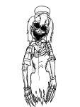bendy_and_the_dark_revival bendy_and_the_ink_machine black_eyes bowler_hat carley_the_ghost cartoon_gloves claws clothing crazy_8_animations creepy_face creepy_smile dark_eyes female floating ghost hair hat headgear headwear hi_res horror_(theme) humanoid legless long_arms messy_hair overalls pattern_clothing ribs sewn_eye sewn_mouth smile solo spirit striped_clothing stripes torn_clothing