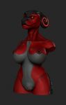  anthro big_breasts breasts dragon echo3dx female horn inverted_nipples nipples nude plain_background pussy red_eyes red_scales smile solo 