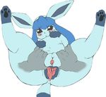  blush edit eeveelution female feral first_person_view gaping gaping_anus glaceon hindpaw looking_at_viewer nezumi nintendo paws pok&#233;mon pok&eacute;mon pussy spreading tears tko-san video_games 