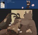 ambiguous_gender anthro balls big_butt blush bodily_fluids butt canid canine canis cowgirl_position duo erection female from_front_position fur generation_3_pokemon genital_fluids genitals hair hi_res huge_butt humanoid male male/female male/male male_penetrated male_penetrating mammal mawile nintendo nude on_bottom on_top penetration penile penile_penetration penis pokemon pokemon_(species) rareplushy red_eyes sex simple_background size_difference tail text thick_thighs wolf