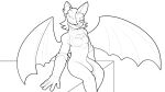 absurd_res anthro bat bulge chest_window clothing crossgender dahurgthedragon erection erection_under_clothing femboy ftm_crossgender genitals hi_res line_art male mammal monochrome penis rouge_the_bat sega sitting smile solo sonic_the_hedgehog_(series) throbbing throbbing_penis tight_clothing
