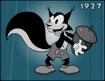 3_fingers acorn animated anthro blinking bottomwear buckteeth cartoon_eyes cartoon_gloves clothing film_grain fingers food footwear fruit gloves handwear happy holding_object karri_aronen low_res male mammal monochrome nut_(fruit) plant retro rodent sciurid shoes shorts simple_background tail teeth toony tree_squirrel