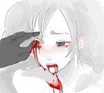  bad_id bad_pixiv_id bleeding blood blush collarbone guro monochrome nanashi_(yume_nisshi) solo_focus spot_color tsukushi_(toxicdoll) white_hair yume_nisshi 