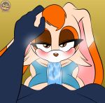 absurd_res anthro blue_body blue_fur blue_penis bodily_fluids breasts brown_eyes duo eyeshadow fellatio female first_person_view fur genitals hand_on_head hi_res lagomorph leporid looking_at_viewer looking_pleasured makeup male mammal mature_female multicolored_body oral penile penis pov_blowjob rabbit saliva saliva_on_penis seductive sega sex sirjzau sonic_the_hedgehog_(series) tan_body tan_fur vanilla_the_rabbit