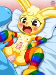 absurd_res anal anal_penetration anthro armwear balls bed bed_sheet bedding black_eyes blue_body blue_fur bodily_fluids buckteeth clothing cuddles_(htf) cum cum_in_ass cum_inside cum_on_face cumshot deer duo ejaculation fur furniture genital_fluids genitals happy_tree_friends heart_symbol hearts_around_head hi_res lagomorph leg_grab legwear leporid lgbt_pride long_ears looking_at_viewer lumpy_(htf) male male/male male_penetrated male_penetrating male_penetrating_male mammal moose multicolored_clothing multicolored_legwear new_world_deer nipples on_bed one_leg_up open_mouth penetration penis pink_nose pink_penis rabbit rabbit_ears rainbow_clothing rainbow_legwear raised_leg scut_tail sex short_tail sirjzau size_difference tail teeth yellow_body yellow_fur