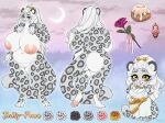 anthro belly big_belly big_breasts breasts chibi closed_smile clothed clothing eyelashes felid female front_view fur grey_body grey_fur hair hi_res huge_breasts humanoid_pussy long_hair looking_at_viewer mammal markings model_sheet mouth_closed navel nipples nude overweight overweight_anthro overweight_female pantherine pink_nipples plump_labia rear_view salty-paws smile snow_leopard solo spots spotted_arms spotted_legs spotted_markings spotted_tail standing tail tail_markings tiggybloom white_body white_fur white_hair yellow_eyes