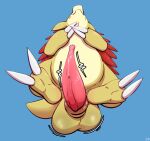 2_claws 2_toes animal_genitalia animal_penis anthro balls big_balls big_penis blue_background blush blush_lines bodily_fluids claws erection feet fizzpop generation_1_pokemon genital_fluids genitals hi_res male motion_lines nintendo nude penis pokemon pokemon_(species) precum sandslash sheath shiny_pokemon simple_background solo tail toes yellow_body