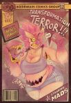 arm_maw armpit_maw avian big_breasts bird boidbwain bottomwear breasts chimera clothing comic cover cover_art cover_page hand_maw hi_res hybrid mads_(boidbwain) monster owl shirt shorts stomach_maw stylized tail tail_mouth tank_top topwear unusual_anatomy unusual_tail