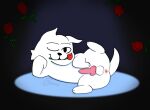2025 animal_genitalia animal_penis annoying_dog_(undertale) anus balls bierwasser black_background butt canid canine canis dark_eyes deltarune digital_drawing_(artwork) digital_media_(artwork) digital_painting_(artwork) domestic_dog feet feral flower fur genitals hi_res light lighting looking_at_viewer lying male male_feral mammal mouth_closed narrowed_eyes on_side one_eye_closed painting_(artwork) paws penis plant presenting presenting_anus presenting_balls presenting_hindquarters presenting_penis raised_leg rose_(flower) signature simple_background solo spread_legs spreading toby_fox_(copyright) undertale_(series) white_body white_ears white_fur