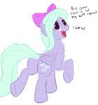  ? blue_hair butt colored dialog equine female flitter_(mlp) friendship_is_magic fur hair horse mammal my_little_pony open_mouth pegasus pony purple_eyes purple_fur solo text tggeko wings 