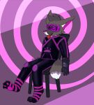 absurd_res bodily_fluids bodysuit brown_body brown_fur brown_hair canid canine clothing dipstick_tail drooling footwear fox_allis fur gloves hair handwear hi_res hypnosis hypnotic_visor inner_ear_fluff latex latex_clothing latex_footwear latex_gloves latex_handwear latex_legwear latex_skinsuit legwear male mammal markings mind_control multicolored_body multicolored_bodysuit multicolored_clothing multicolored_skinsuit pattern_clothing pattern_legwear pawpads paws pink_ears pink_nose purple_eyes purple_latex saliva skinsuit solo striped_clothing striped_legwear stripes tail tail_markings text text_on_clothing tight_clothing tongue tongue_out tuft white_body white_fur white_inner_ear_fluff