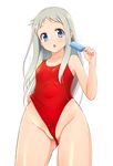  ano_hi_mita_hana_no_namae_wo_bokutachi_wa_mada_shiranai. ardnades blue_eyes food from_below highleg highleg_swimsuit honma_meiko long_hair one-piece_swimsuit popsicle red_swimsuit silver_hair standing swimsuit wedgie 