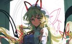  1girl bare_shoulders blonde_hair closed_mouth dress elbow_gloves gloves hair_between_eyes hair_ribbon hand_on_own_shoulder hat light_smile long_hair mob_cap purple_dress purple_eyes ribbon simple_background sketch solo touhou upper_body white_gloves xian_qishui yakumo_yukari 