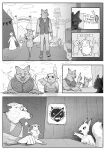 5_fingers angry anthro anthro_on_anthro bottomwear bovid breasts candy canid canine canis caprine clothed clothed_anthro clothed_female clothed_male clothing coin comic cotton_candy dessert discrimination domestic_pig dress eating fair fangs female fingers food footwear fur gesture goat group hand_gesture hand_holding happy hi_res holly_(mr.solar) humanoid_hands lagomorph leporid male male/female mammal mr.solar no_symbol open_mouth open_smile outside pants plushie pointing poster rabbit rodent sad sciurid sheep shirt shoes smile suid suine sus_(pig) tail tail_motion tailwag teeth topwear tree_squirrel trio_focus vest voldon_(mr.solar) walking wolf wool_(fur)