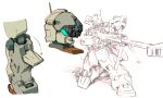  aiming assault_visor blue_visor color_variation commentary_request earth_federation exposed_internal_machinery gm_(mobile_suit) gm_sniper gun gundam kneeling machinery mecha mecha_focus mobile_suit monochrome multiple_views no_humans original radio_antenna redesign rifle robot science_fiction sketch sniper_rifle tessaku_ro weapon white_background 
