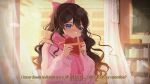  1girl blue_eyes bookshelf bow box brown_hair chalkboard closed_mouth english_text graciouslykait heart heart-shaped_pupils heart_in_eye highres holding holding_box indie_virtual_youtuber konyanart long_hair long_sleeves pink_bow pink_scarf pink_sweater scarf solo sweater symbol-shaped_pupils symbol_in_eye upper_body virtual_youtuber 