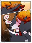 alternative_fashion blush comic domestic_cat dragon dragunny embarrassed felid feline felis goth hair hi_res holding_head hot-gothics hybrid kiss_on_lips lagomorph leporid mammal meme morphi_(character) mythological_creature mythological_scalie mythology rabbit red_hair scalie teasing