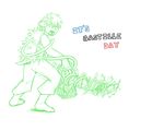  anthro barefoot crossover flower fur gun hair male nintendo open_mouth packmind plain_background pok&#233;mon pok&eacute;mon ranged_weapon shaymin sketch solo team_fortress_2 text topless video_games weapon white_background 