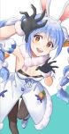  absurdres animal_ear_fluff animal_ears arm_garter black_gloves blue_hair bow braid breasts carrot_hair_ornament don-chan_(usada_pekora) dress food-themed_hair_ornament fur-trimmed_gloves fur_trim gloves hair_ornament highres hololive long_hair multicolored_eyes open_mouth pantyhose pom_pom_(clothes) rabbit_ears rabbit_girl shoes small_breasts teeth twin_braids upper_teeth_only usada_pekora usada_pekora_(1st_costume) v84014729 virtual_youtuber white_bow white_dress white_shoes yellow_eyes 