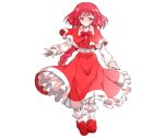  1girl alphes_(style) blush bow braid buttons capelet closed_mouth collared_shirt commentary_request dairi frilled_skirt frilled_socks frills full_body half-closed_eyes large_variant_set long_braid long_hair long_skirt okazaki_yumemi parody phantasmagoria_of_dim.dream red_bow red_capelet red_eyes red_hair red_shoes red_skirt red_vest shirt shoes single_braid skirt socks solo style_parody sweatdrop tachi-e touhou touhou_(pc-98) transparent_background variant_set very_long_hair vest white_shirt white_socks 