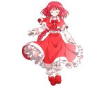  1girl alphes_(style) bow braid buttons capelet closed_eyes collared_shirt commentary_request dairi frilled_skirt frilled_socks frills full_body large_variant_set long_braid long_hair long_skirt okazaki_yumemi open_mouth parody phantasmagoria_of_dim.dream red_bow red_capelet red_hair red_shoes red_skirt red_vest shirt shoes single_braid skirt smile socks solo style_parody tachi-e touhou touhou_(pc-98) transparent_background variant_set very_long_hair vest white_shirt white_socks 