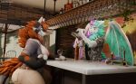 16:9 3d_(artwork) anthro big_breasts breasts brown_hair cheek_tuft claws clothed clothing clothing_pull digital_media_(artwork) dragon dropping_object duo facial_tuft female flashing flashing_breasts fur furred_dragon furred_scalie green_body green_eyes green_fur green_horn grey_body grey_fur hair hand_holding hi_res horn julien_(julienchris) kvn_poulsen kvnpoulsen looking_at_breasts male male/female mamagen mammal mature_anthro mature_female membrane_(anatomy) membranous_wings mother_(lore) mythological_creature mythological_scalie mythology neck_tuft nipples parent_(lore) purple_body purple_eyes purple_fur purple_horn sara_poulsen scalie shocked signature smug_face tail thick_thighs tuft watermark white_body widescreen wings