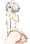  1girl animal_ear_fluff animal_ears ass bob_cut cat_ears from_behind from_below grey_hair highres mio_(xenoblade) okazu2010015 short_hair skirt solo xenoblade_chronicles_(series) xenoblade_chronicles_3 yellow_eyes 