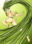  absurdly_long_hair anklet armband ass barbariccia barefoot bikini bracelet breasts final_fantasy final_fantasy_iv fingernails gradient gradient_background green_hair grey_eyes jewelry large_breasts leg_garter long_fingernails long_hair looking_back solo swimsuit very_long_hair yuhiroshi 