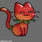 domestic_cat elemental_creature felid feline felis female feral flora_fauna food food_creature fruit glistening glistening_body green_body living_fruit mammal nekomew_mew plant red_body ruborised simple_background solo strawberrycat_(nekomew_mew) tail