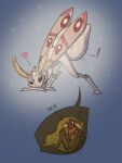 3:4 abdomen_vore abdominal_bulge anthro arro arthropod arthropod_abdomen bat fairy hi_res insect insect_wings inside_stomach lepidopteran male male/male mammal moth organs scarf shinktanoro sparkles stomach unusual_vore vore wings