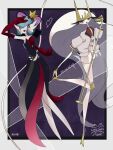  alternate_color antenna_hair black_dress blue_hair blush bob_cut clothed_pokemon colored_skin crown dress elbow_gloves gardevoir gloves grey_jacket hair_ornament highres inb795 jacket pheromosa pokemon pokemon_(creature) purple_eyes shiny_pokemon smile white_skin 
