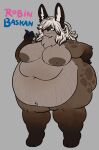 anthro areola belly belly_overhang belly_rolls big_belly big_breasts big_butt breasts brown_body brown_fur butt deep_navel digital_drawing_(artwork) digital_media_(artwork) fat_arms fat_rolls female freckles fur hair huge_belly huge_breasts huge_butt huge_thighs lagomorph leporid mammal marker mexifurfoof morbidly_obese morbidly_obese_female name_tag navel nipples nude obese obese_female overweight overweight_female rabbit robin_baskan_(mexifurfoof) simple_background solo stretch_marks thick_thighs wide_hips