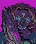 2025 anthro bird_dog blonde_hair blue_eyes canid canine canis clothed clothing dog_knight_rpg domestic_dog female fur golden_retriever hair hands_together hi_res humanoid_hands hunting_dog jeane_(ceehaz) jujutsu_kaisen looking_at_viewer mammal meme nails pawpads purple_background retriever sharp_nails simple_background solo stevsteelen tan_body tan_fur tongue tongue_out toothy_grin