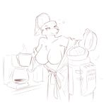 anthro brain breasts clothing coffee_machine coffee_mug disembodied_brain empty_skull female half_naked intersex intersex/female organs robe solo starfighter