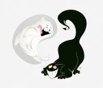 2025 annoying_dog_(undertale) black_body canid canine canis cellbothq domestic_cat domestic_dog duo felid feline felis feral friend_(deltarune) heterochromia hi_res male mammal simple_background undertale_(series) white_background white_body