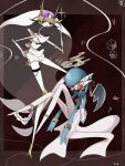  alternate_color blue_hair blue_skin bob_cut colored_skin dress eyewear_on_head gardevoir hair_over_one_eye highres inb795 multicolored_skin pheromosa pokemon pokemon_(creature) purple-tinted_eyewear shiny_pokemon tinted_eyewear two-tone_skin white_dress white_skin 