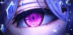  1girl 3boys absurdres aether_(genshin_impact) artist_name blue_hair calbee_draws close-up commentary crystal_shards english_commentary eye_focus eyelashes genshin_impact highres multiple_boys purple_eyes skirk_(genshin_impact) solo_focus surtalogi_(genshin_impact) tartaglia_(genshin_impact) 