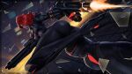  1girl absurdres black_widow building city dynamic_pose falling gun highres holding holding_weapon marvel marvel_rivals natasha_romanoff night red_hair red_lips short_hair skymedicpro skyscraper solo weapon 