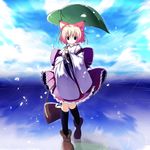  animal_ears horoyoi_kitsune leaf_umbrella looking_at_viewer original short_hair solo 