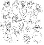 anthro antlers backwards_baseball_cap backwards_hat bandage baseball_cap big_nose black_and_white bovid boxer_briefs boxers_(clothing) briefs button_(fastener) canid canine canis caprine claws clothed clothing collar darwin_(tinydeerguy) deer dialog_balloon dialogue domestic_dog english_text facial_hair female footwear gary_(tinydeerguy) goat group half-closed_eyes hand_behind_head hat headgear headwear hi_res horn human male mammal matt_riskely monochrome mustache narrowed_eyes older_man open_mouth open_smile pantsless pantsless_anthro pantsless_male procyonid raccoon riley_(tinydeerguy) running sam_(tinydeerguy) sharp_teeth shirt shirt_pocket smile socks sticker sweater t-shirt teeth teeth_showing text tinydeerguy toeless_footwear toeless_socks tongue tongue_out tongue_showing topless topless_male topwear underwear