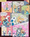absurd_res anthro blush canid canine canis comic dialogue duo english_text female female/female hair hand_on_belly hi_res hug idw_publishing lemur long_tail mammal markings mirror motion_lines onomatopoeia poking ponytail primate question_mark ring-tailed_lemur ring_(marking) ringed_tail sega silviathelynx smile sonic_the_hedgehog_(comics) sonic_the_hedgehog_(idw) sonic_the_hedgehog_(series) sound_effects speech_bubble strepsirrhine striped_markings striped_tail stripes tail tail_markings tangle_the_lemur text whisper_the_wolf whispering wolf