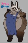 anthro apron apron_only areola areola_slip belly belly_overhang belly_rolls big_belly big_breasts big_butt breasts brown_body brown_fur butt cleavage clothed clothing deep_navel digital_drawing_(artwork) digital_media_(artwork) fat_arms fat_rolls female freckles fur hair huge_belly huge_breasts huge_butt huge_thighs ill_fitting_clothing lagomorph leporid mammal marker mexifurfoof morbidly_obese morbidly_obese_female mostly_nude name_tag navel nipple_slip nipples obese obese_female overweight overweight_female rabbit robin_baskan_(mexifurfoof) simple_background solo stretch_marks thick_thighs wide_hips