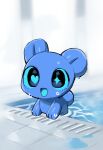 animal_humanoid bear blue_body blue_eyes bodily_fluids chibi genital_fluids hi_res humanoid kemono mammal mammal_humanoid mochikuma_(seuppi) open_mouth partially_submerged seuppi solo swimming_pool ursid_humanoid water wet