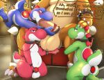 absurd_res anal anal_fingering anal_penetration anthro ball_fondling ball_worship balls bdsm big_balls big_butt big_penis blue_yoshi blush bodily_fluids body_worship bondage bound bowser butt chair chastity_cage chastity_device collar cuff_(restraint) dialogue digital_media_(artwork) dinosaur english_text erection fellatio fingering fondling foreskin furniture genital_fluids genital_worship genitals green_yoshi grope group harem hi_res humanoid_genitalia humanoid_penis katauni king kissing kissing_balls leash male male/male mario_bros master/slave nintendo nude object_in_ass open_mouth oral oral_penetration penetration penile penis precum prehistoric_species red_yoshi reptile restraints royalty scalie sex sex_toy sex_toy_in_ass sex_toy_insertion shackles size_difference slave smile speech_bubble stroking_penis submissive tail tail_motion tailwag text thick_thighs throne tied_to_penis tongue tongue_out vibrator vibrator_in_ass yoshi