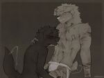 absurd_res anthro athletic bird_dog bite bite_mark biting_lip black_body black_fur blood blood_on_face blush bodily_fluids canid canine canis cerberussenn chest_lick claws clothed clothing curly_coated_retriever domestic_dog dripping_blood duo ear_piercing fangs floppy_ears freckles fur genital_fluids hi_res holding_bulge hunting_dog jewelry jockstrap jockstrap_only labrador leg_scar licking_blood male male/male mammal mastiff mixed_breed molosser monochrome navel navel_piercing necklace nipple_bite nipple_fetish nipple_piercing nipple_play nipples nub_tail piercing precum precum_through_clothing precum_through_underwear retriever rottweiler scar scratch_mark shasta_chirmann_(cerberussenn) signature slim slit_wrist sweat tail tail_motion tailwag teeth tobey_balaguero_(cerberussenn) topless underwear underwear_only wet wet_clothing wounded