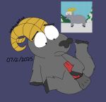 animal_genitalia animal_penis anthro bighorn_sheep black_nose bovid bovid_horn caprine caprine_horn comedy_central fur genitals grey_body grey_fur hi_res hooves horn intersex male male/male maleherm mammal not_furry penis ram_horn rammyariesgoated sheep south_park stroking_penis walrus_artist