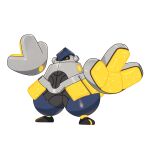  artist_request black_sclera colored_sclera full_body iron_hands_(pokemon) large_hands official_art outline pixel_eyes pokemon pokemon_(creature) pokemon_focus pokemon_sv rayman_limbs robot solo standing third-party_source transparent_background white_outline yellow_eyes 